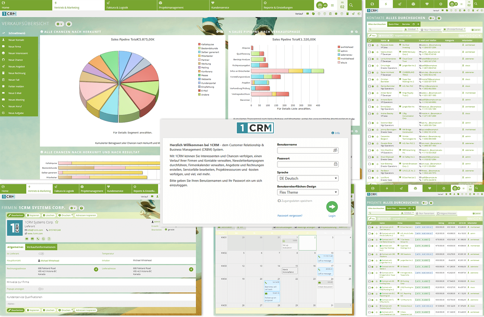 1CRM Benutzeroberfläche