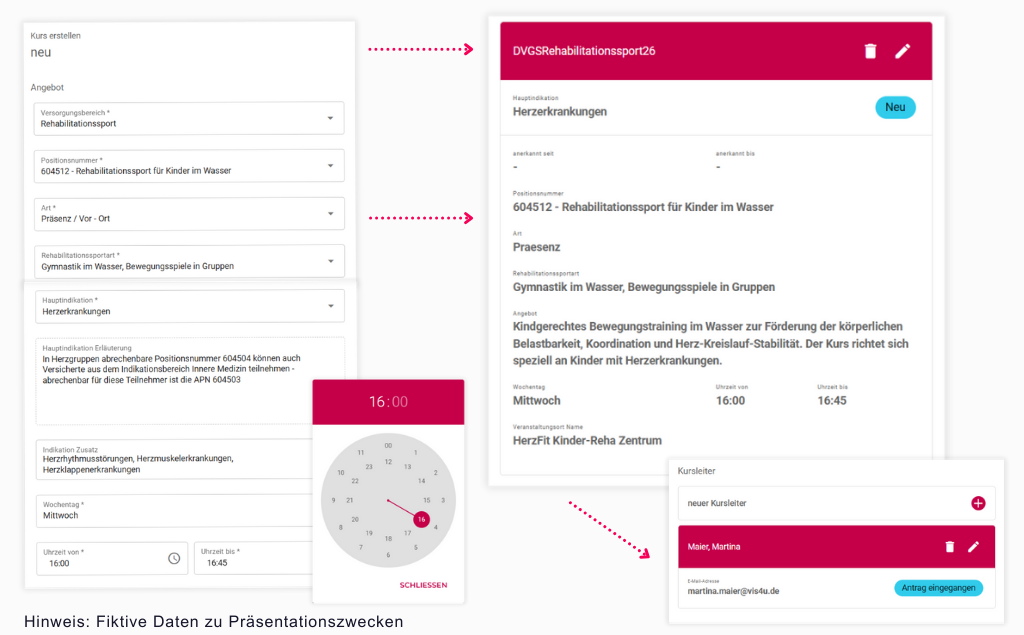 Auf der Website des DVGS e.V. können angemeldete Nutzer Kurse erstellen.