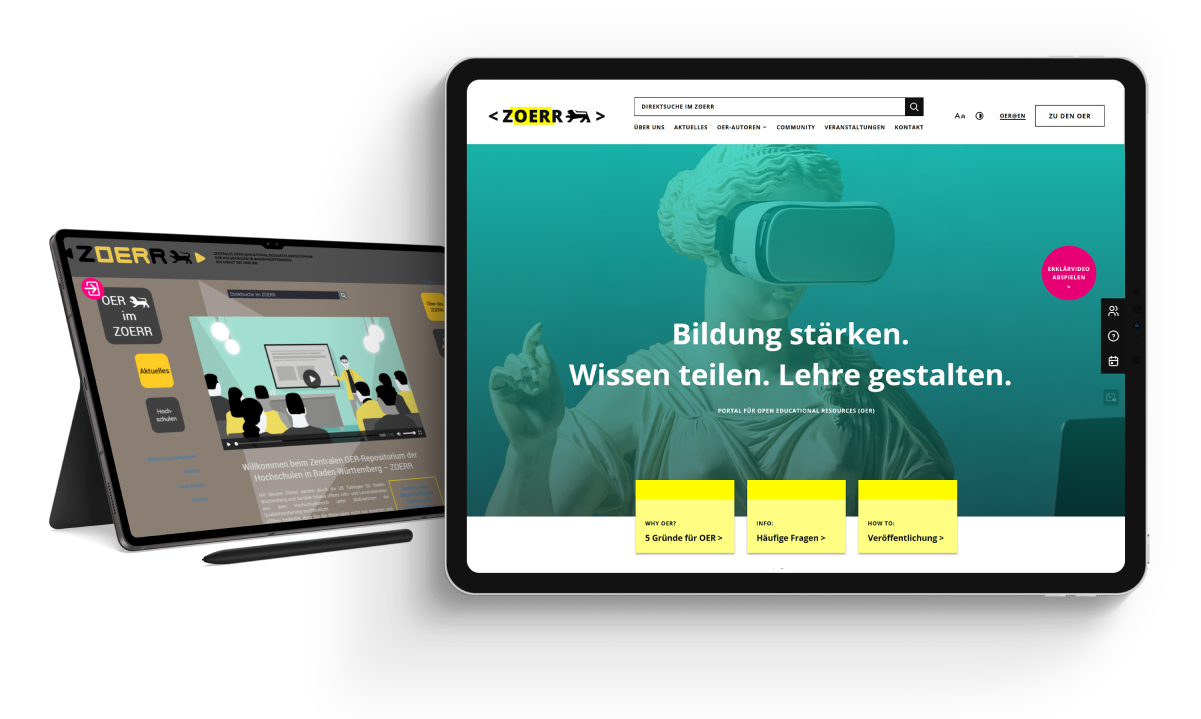 Weiterentwicklung des Corporate Designs vom Webportal des Online-Repositoriums für Hochschulen: heller und moderner mit "The Länd"-Neongelb