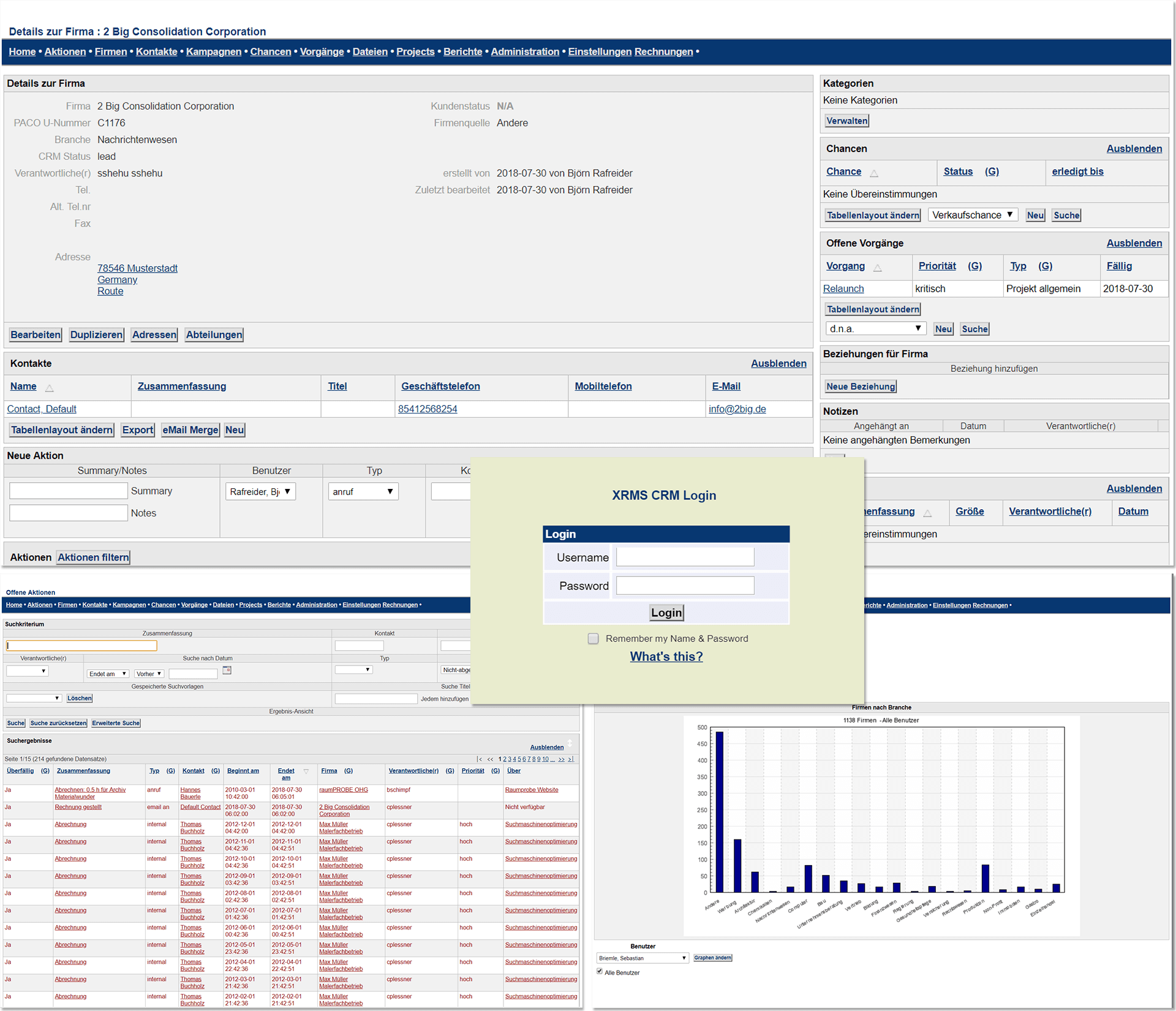 CRM XRMS-Oberfläche