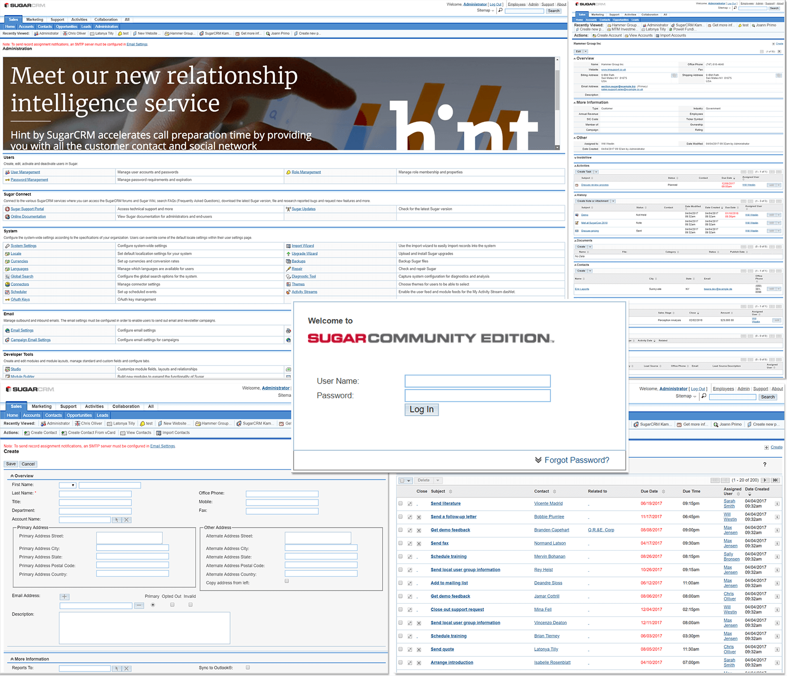 SugarCRM-Oberfläche