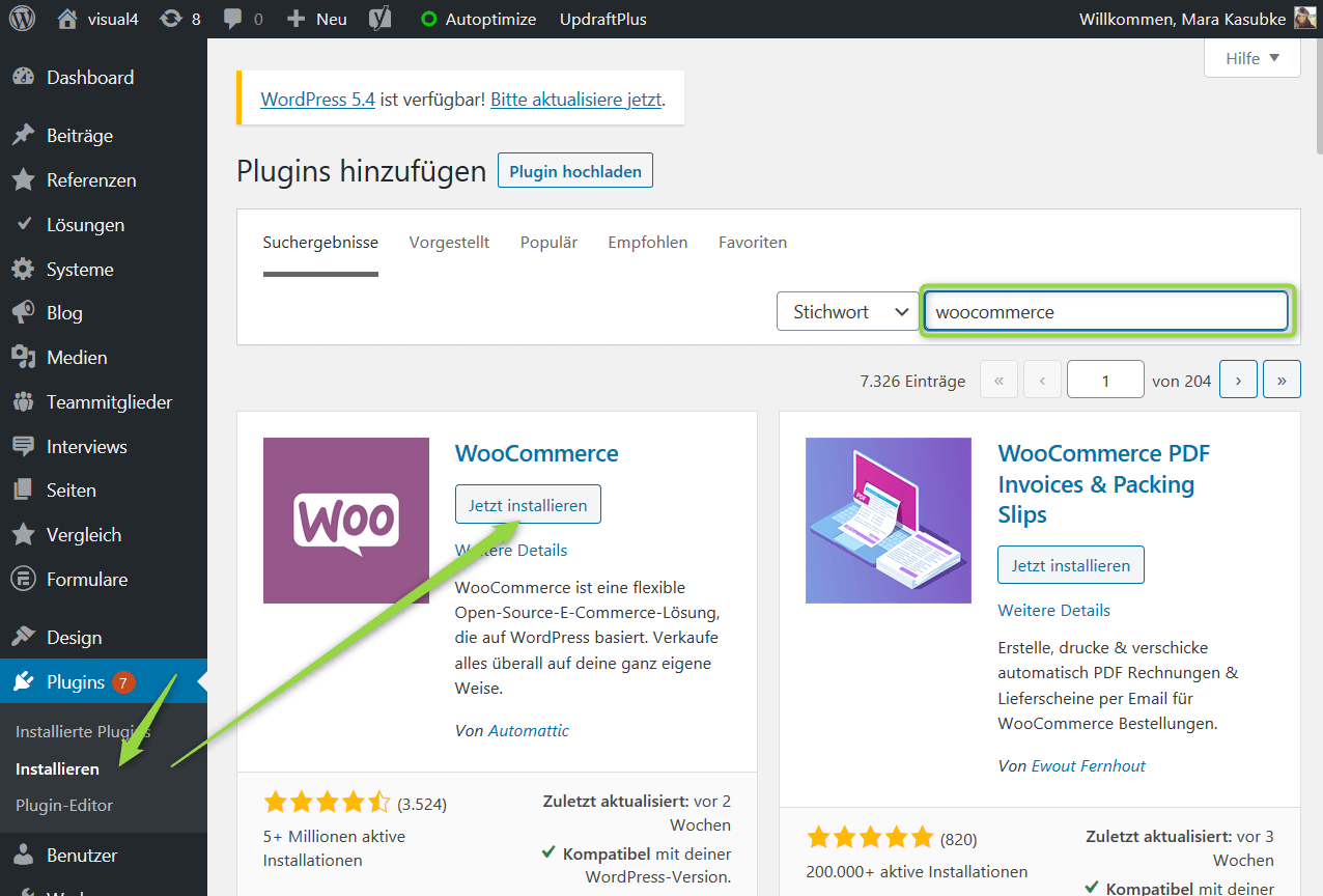 Webshop WooCommerce installieren